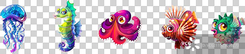 海水栖息地彩色图标大合集图片素材