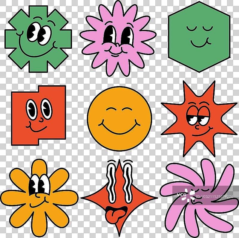 不同风格的几何抽象漫画人脸图片素材