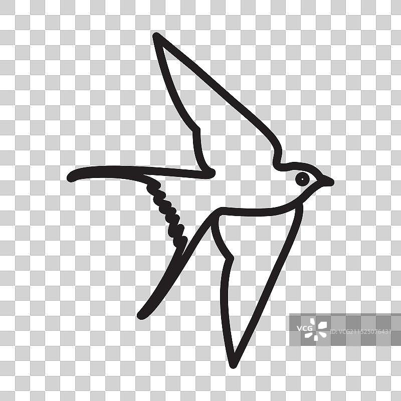 家燕图标黑色线条艺术标志图片素材