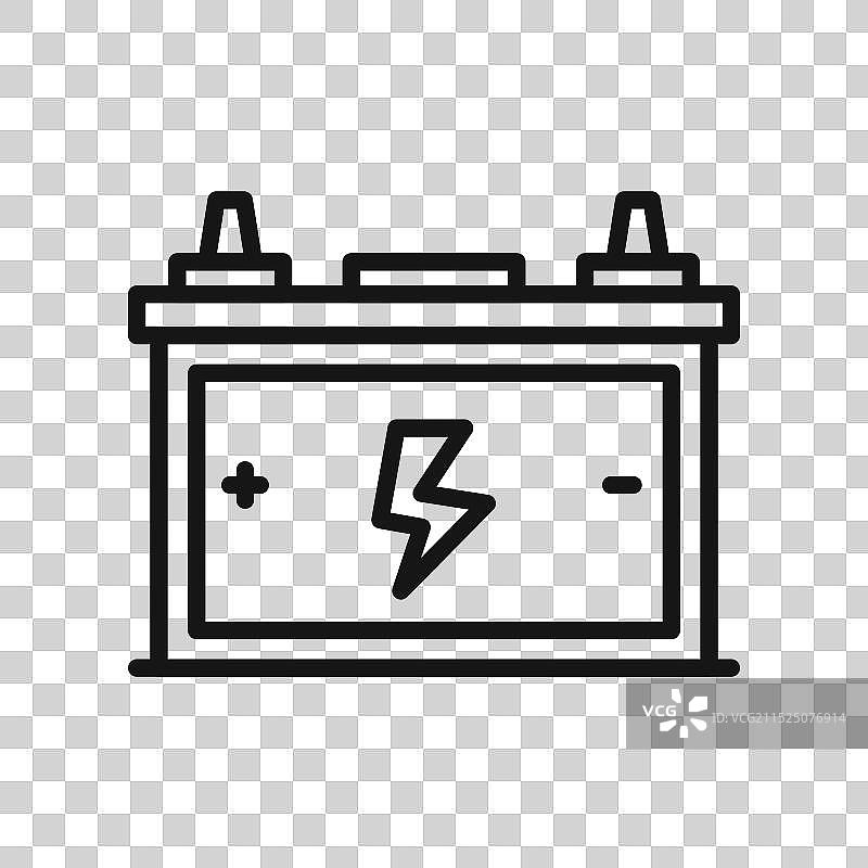 汽车电池图标黑色线条艺术标志图片素材