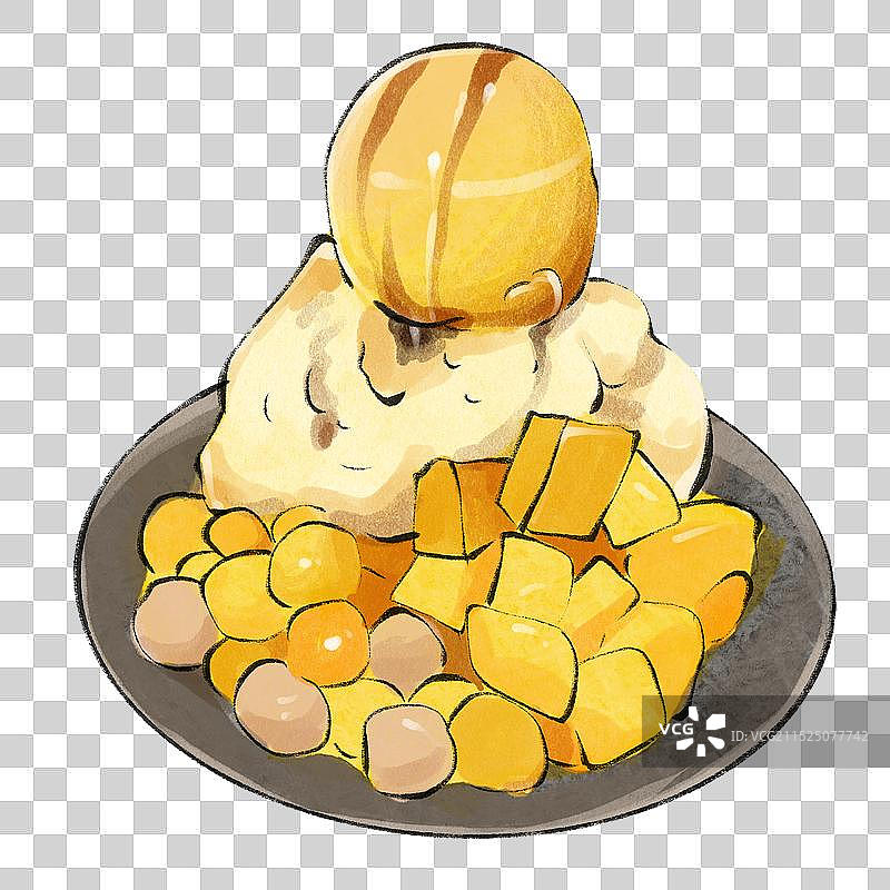 芒果冰-台湾省特色美食土特产小吃插画元素图片素材