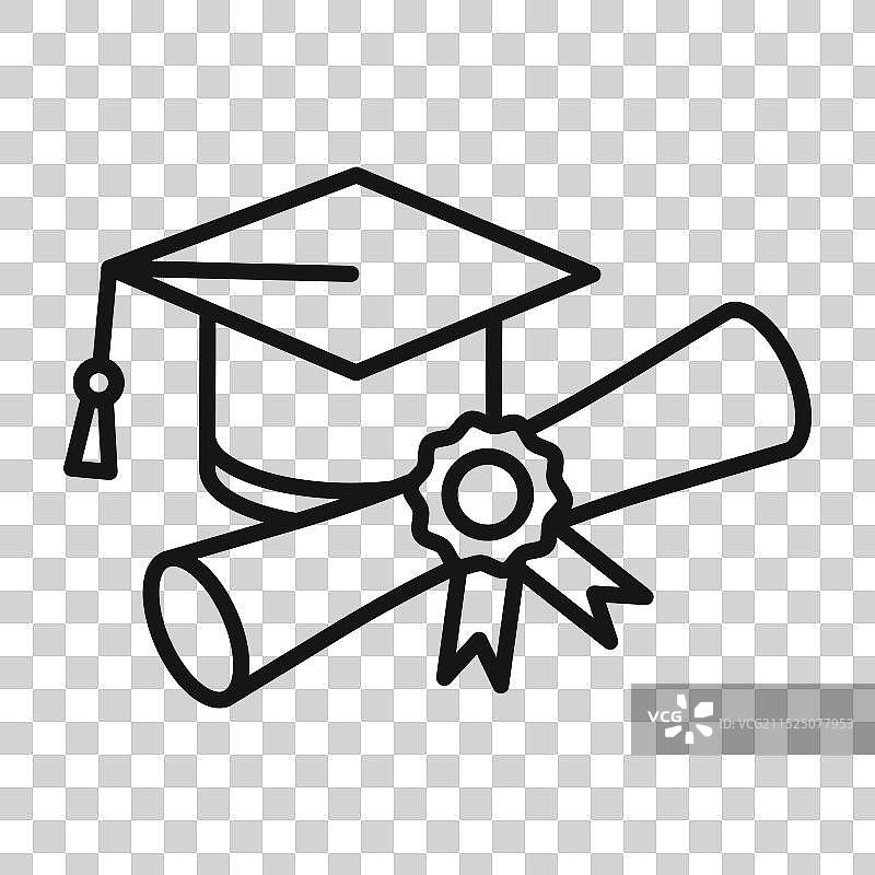 毕业典礼图标黑色线条艺术标志图片素材
