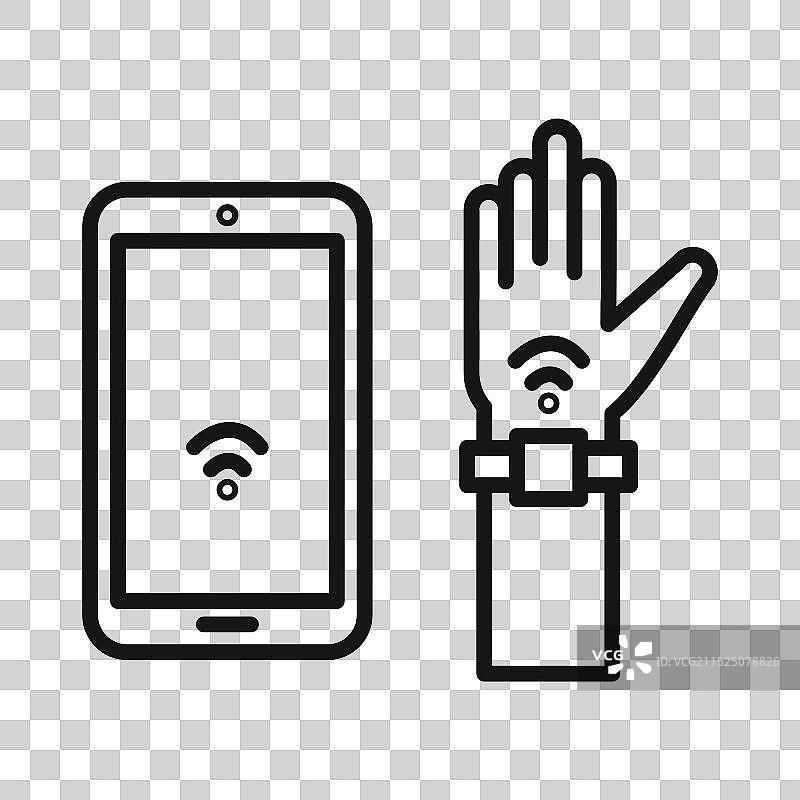 NFC手环连接图标黑色线条艺术Logo图片素材