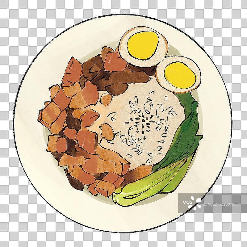 卤肉饭-台湾省特色美食土特产小吃插画元素图片素材