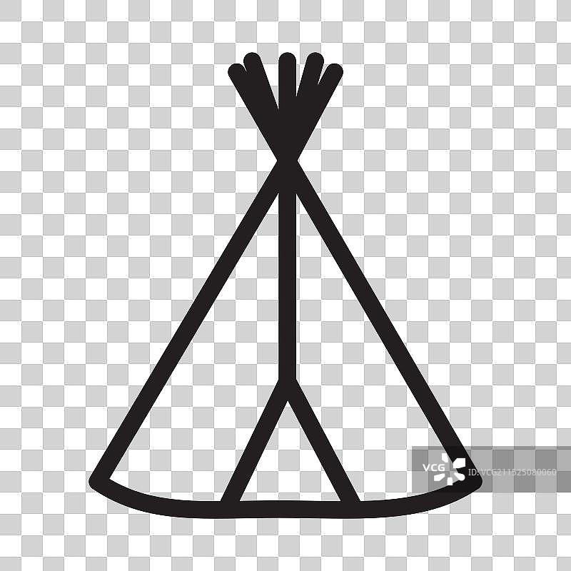 圆锥形帐篷图标黑色线条艺术标志图片素材