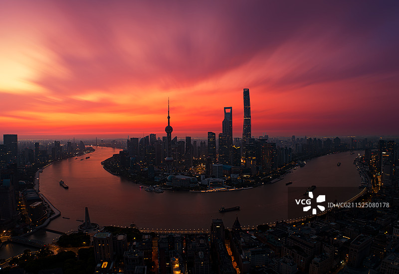 航拍上海“黄浦江第一湾”图片素材