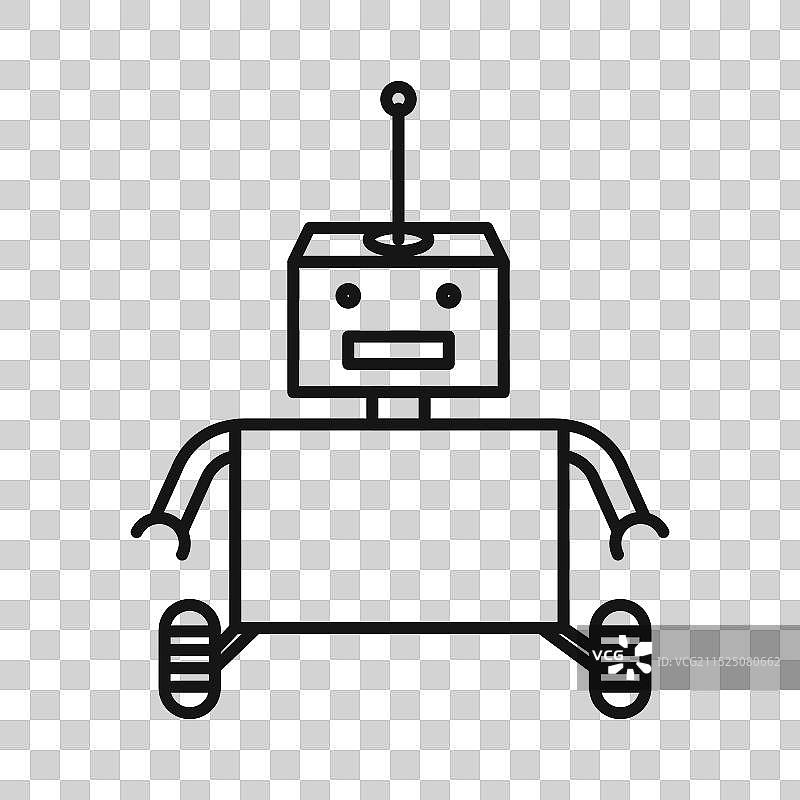 车轮机器人黑色线稿图标图片素材