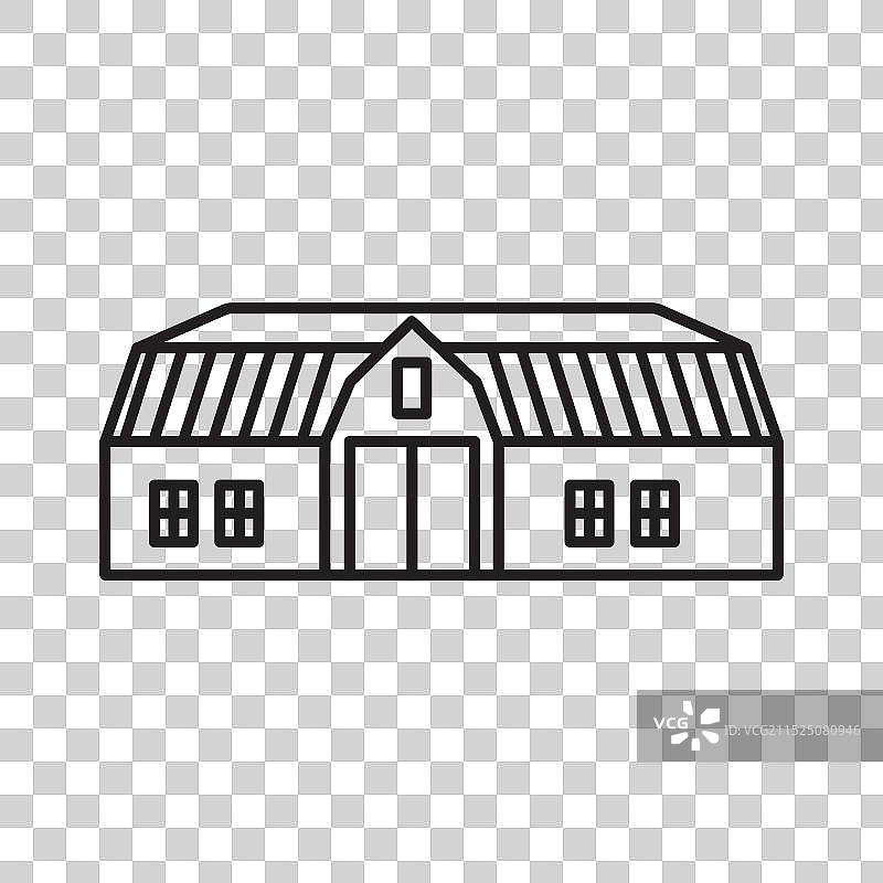 谷仓农场图标黑色线条艺术标志图片素材