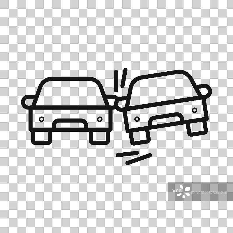 汽车侧面碰撞图标黑色线条艺术标志图片素材