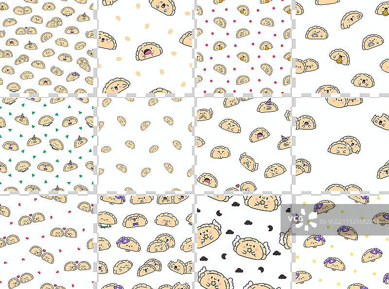 可爱的饺子无缝图案图片素材