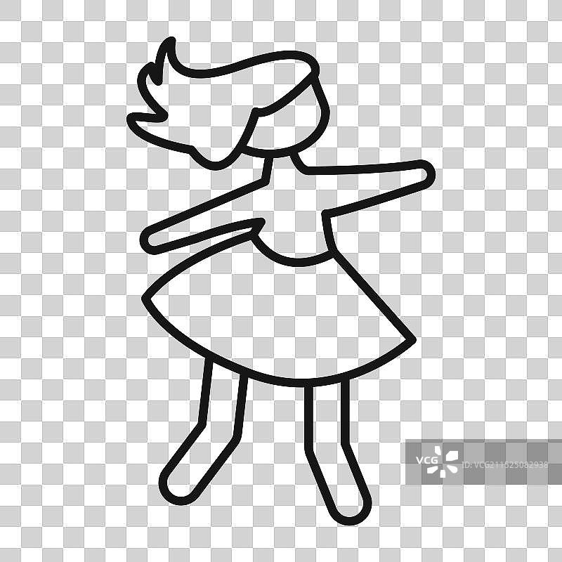 跳舞的女人图标黑色线条艺术logo图片素材