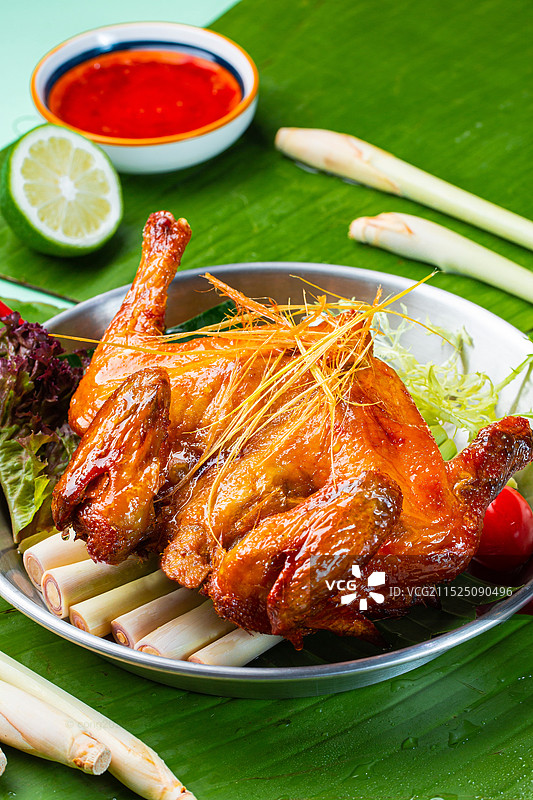 泰式香茅烧鸡烤鸡图片素材