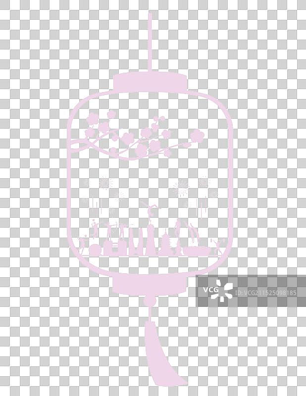 杭州亚运会灯笼剪纸插画元素，元宵节春节新年周年庆庆祝庆典图片素材