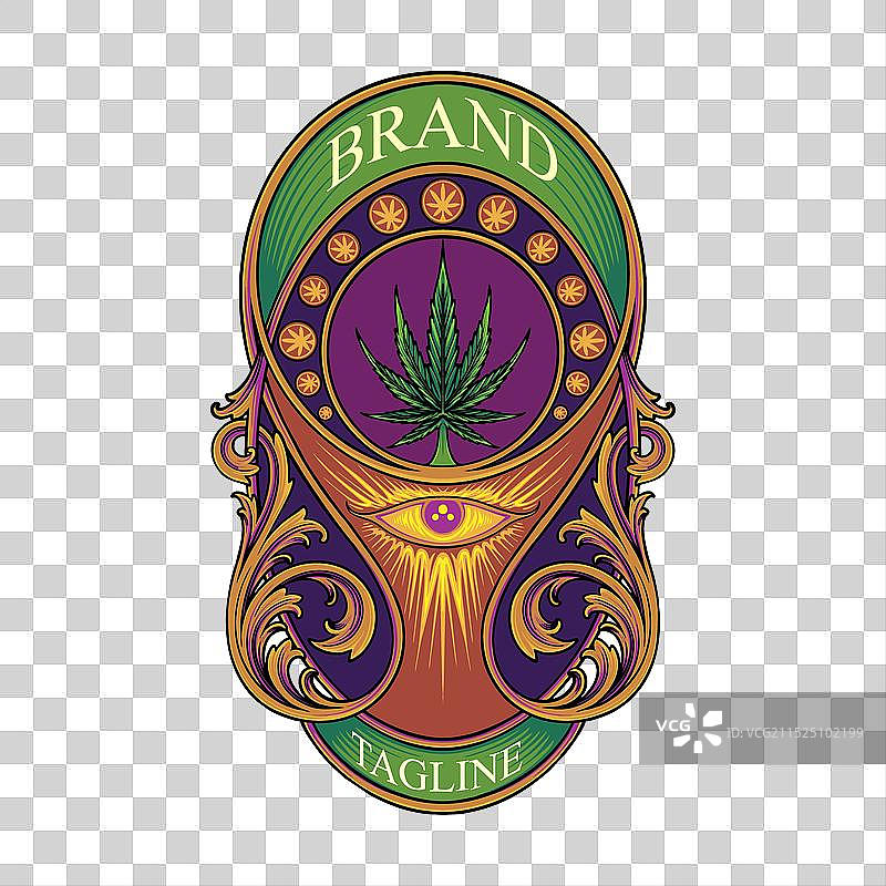 优雅的装饰艺术风格框架杂草图片素材