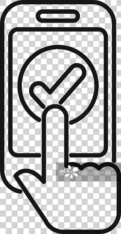 手持智能手机点击复选标记图标图片素材