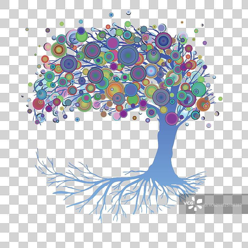 蓝色的生命之树或世界树图片素材