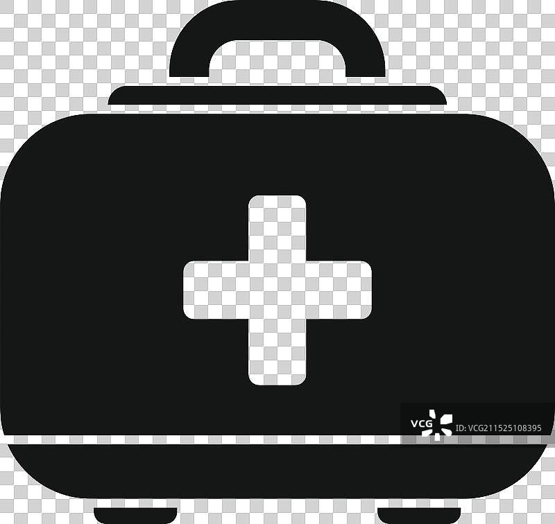 显示医疗救助的黑色急救箱图标图片素材