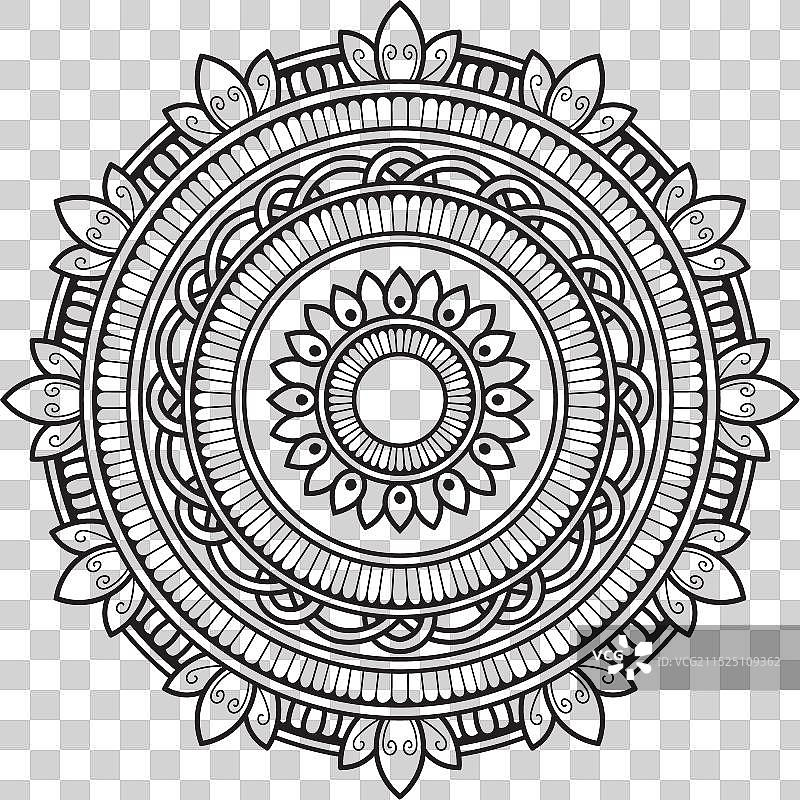 适用于海娜纹身的曼陀罗花和装饰品图片素材