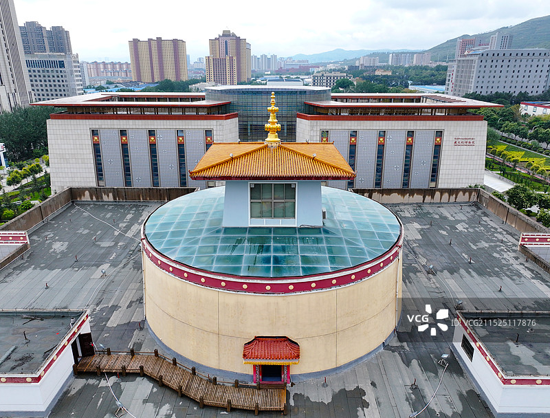 青海省西宁市青海藏文化博物院航拍图片素材