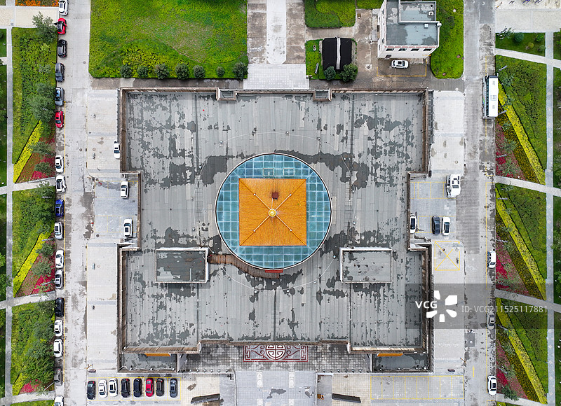 青海省西宁市青海藏文化博物院航拍图片素材