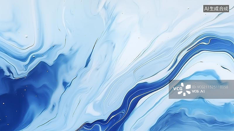 【AI数字艺术】现代蓝色抽象水彩涂料海报背景图片素材
