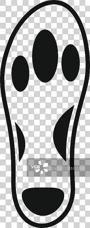 黑白四趾脚印图标图片素材