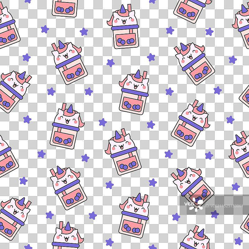 抹茶珍珠奶茶无缝图案图片素材