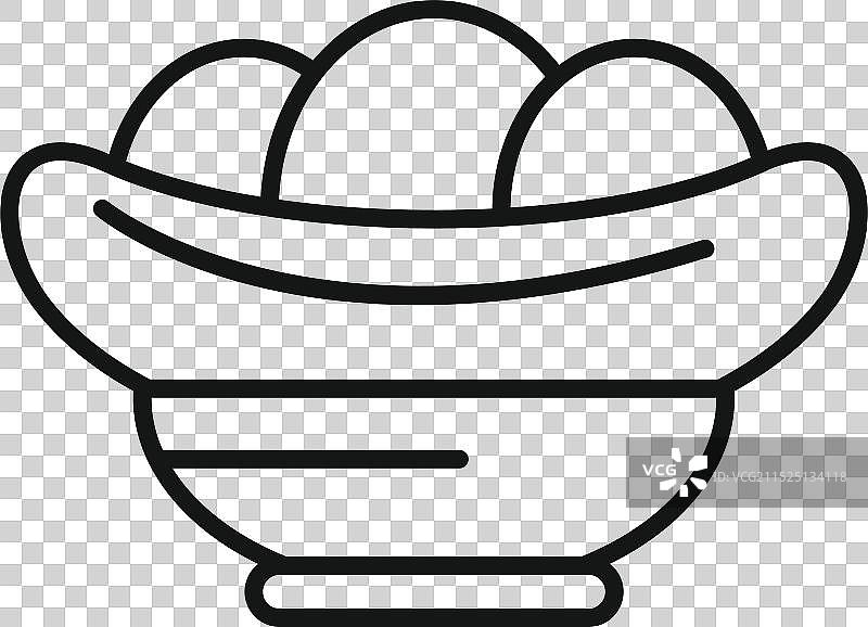 木碗装圆形物体图标细线图片素材