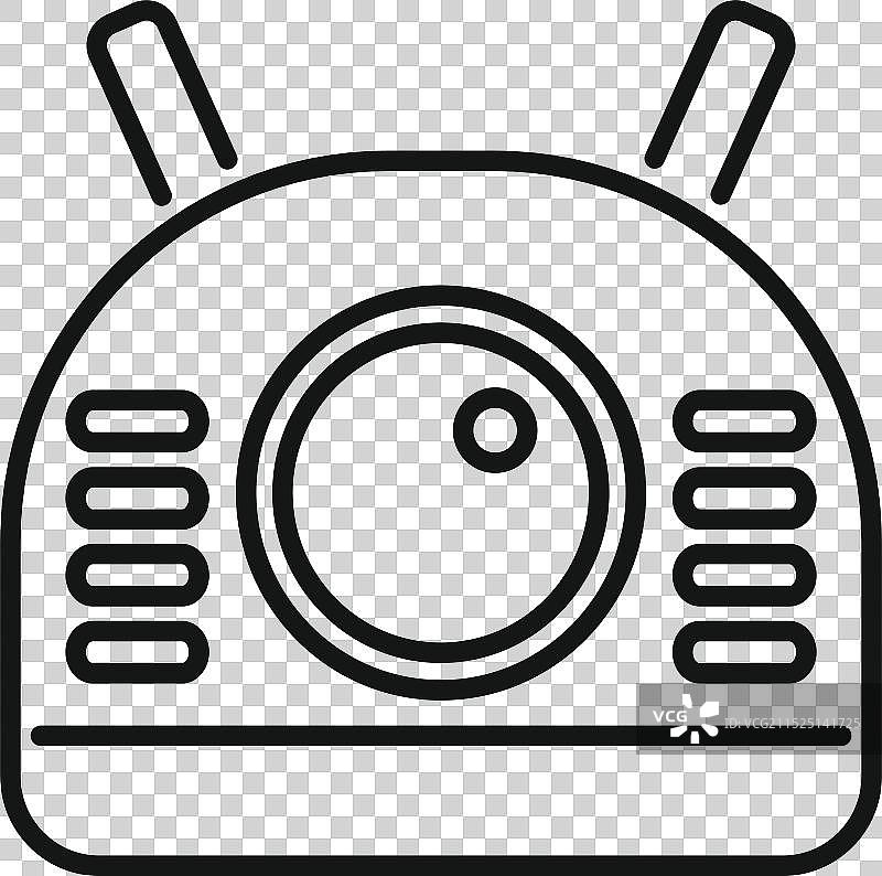 带天线的机器人头部单眼扫描图片素材