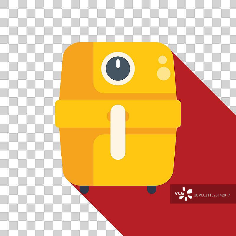 红色背景上的黄色空气炸锅图片素材