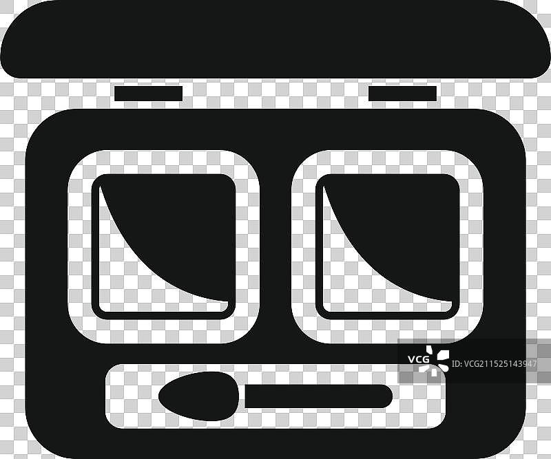 打开的眼影盘，包含两种色调和一个刷子图片素材