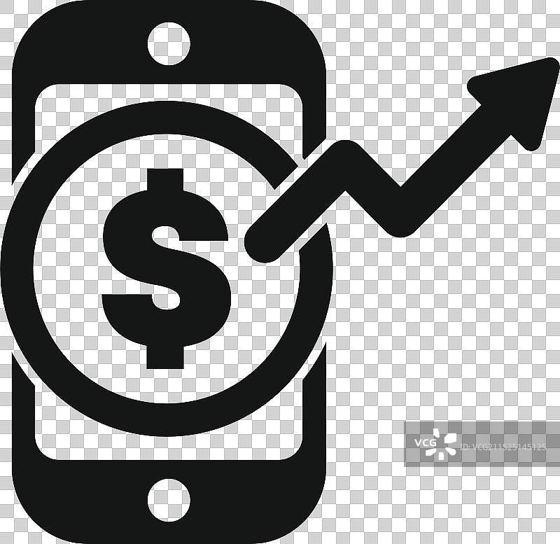 智能手机显示不断增长的美元符号图标图片素材