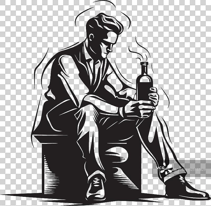 苦艾酒吸收象征性酒精标志图片素材