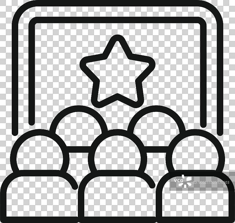 观众观看电影屏幕上的星星图标图片素材