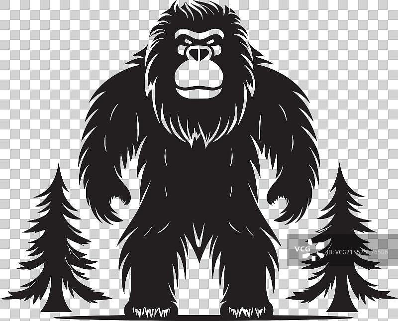 友善的森林朋友大脚怪神秘符号图片素材