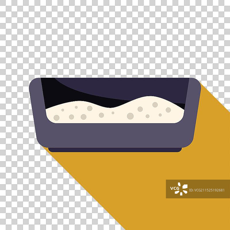 装满沙子的猫砂盆放在黄色背景上图片素材