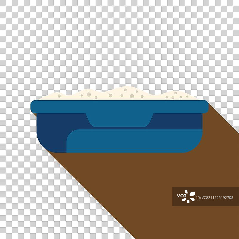 装满结块猫砂的蓝色猫砂盆图片素材