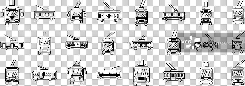 无轨电车图标集图片素材