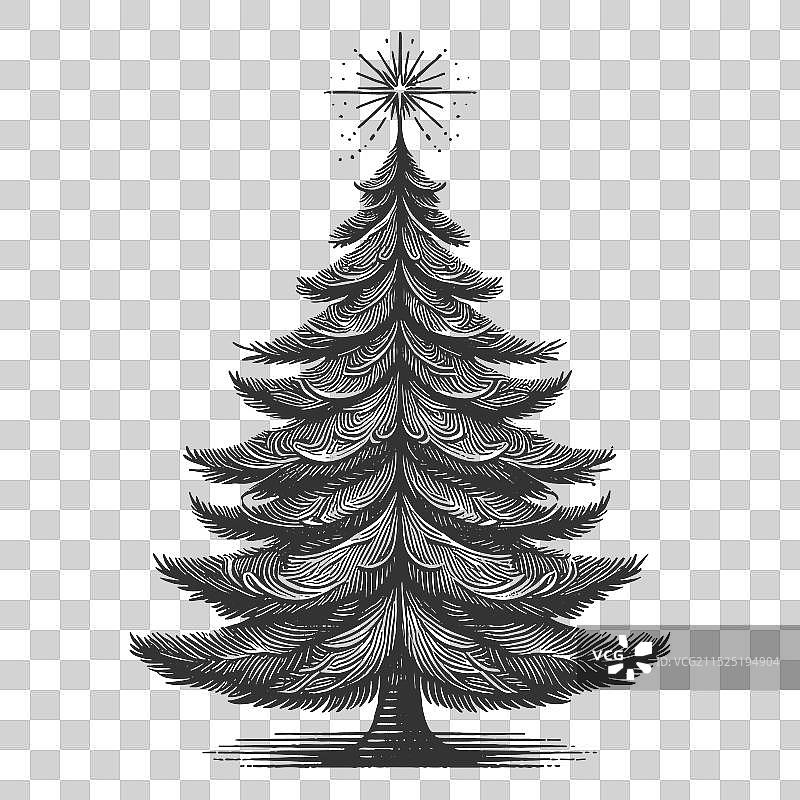 带有雪花雕刻的圣诞树图片素材