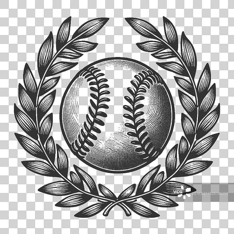 带月桂花环的棒球标志图片素材