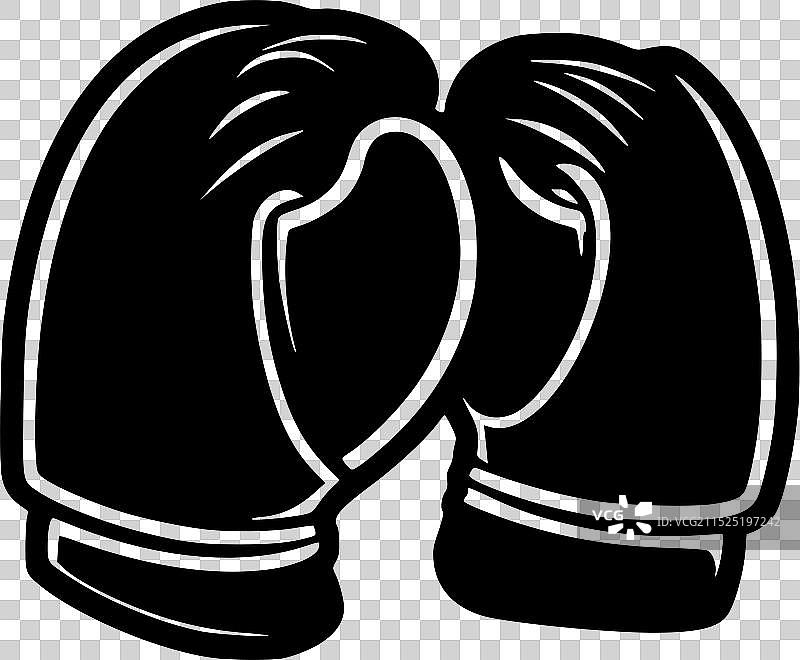 黑白拳击手套隔离图标图片素材