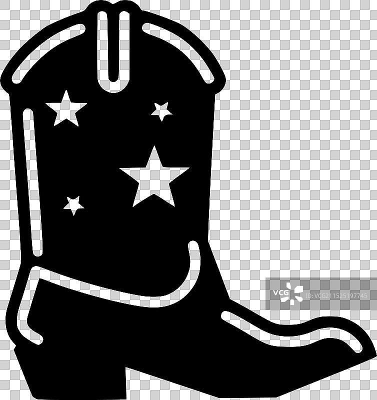 牛仔靴 - 黑白隔离图标图片素材