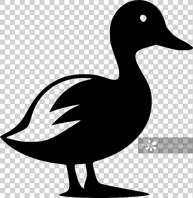 鸭子黑白隔离图标图片素材