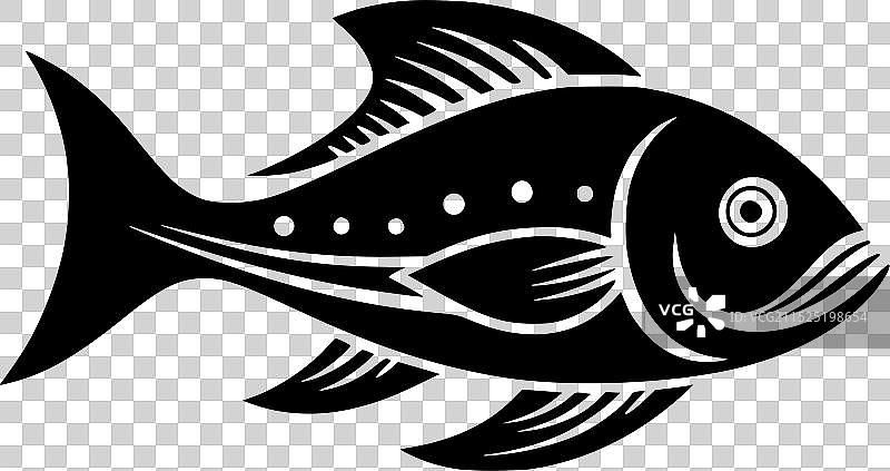 鱼 - 黑白孤立图标图片素材