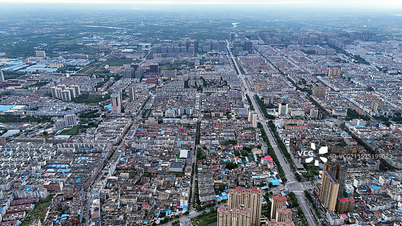 河南固始县县城航拍全景图图片素材