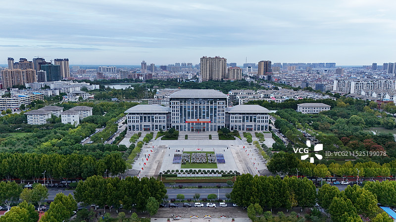 河南固始县县城航拍全景图图片素材
