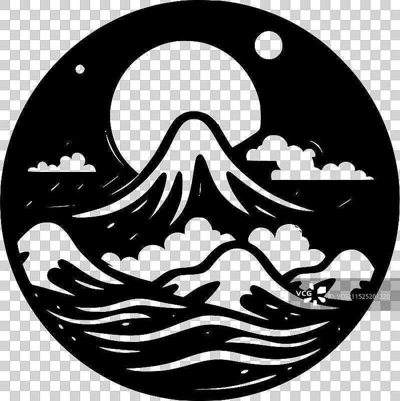 海洋极简主义扁平风格标志图片素材
