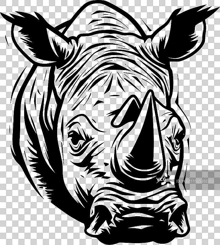 黑白犀牛隔离图标图片素材