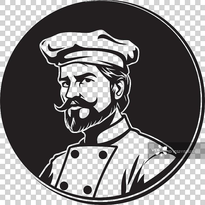 别致的馅饼图标与优雅的比萨厨师帽图片素材