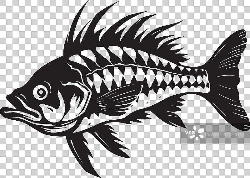 深海掠食鱼纹章黑色设计图片素材